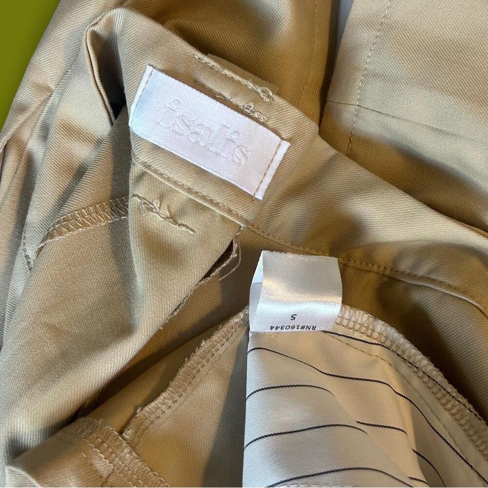 Isalis Pleated Mini Skirt Tan Pinstripe Peekaboo Pockets - Size small - Picture 3 of 3